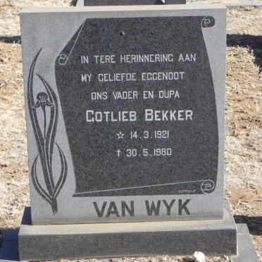WYK Gotlieb Bekker, van 1921-1980