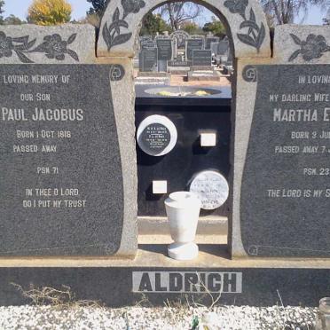 ALDRICH Paul Jacobus 1918- &amp; Martha Elizabeth 1930-1957