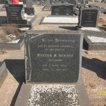 BENADE Martha M. nee ROSSOUW 1950-1971