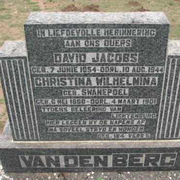 BERG David Jacobs, van den 1854-1944 &amp; Christina Wilhelmina SWANEPOEL 1860-1901
