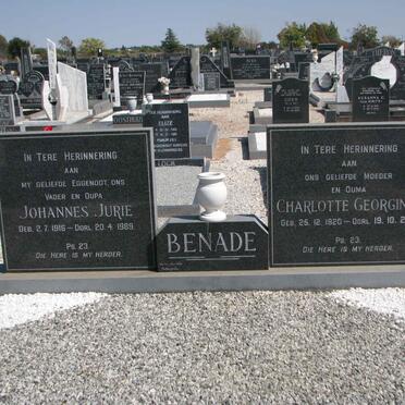 BENADE Johannes Jurie 1916-1989 &amp; Charlotte Georginia 1920-2002