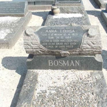 BOSMAN Anna Louisa nee V.D. MERWE 1879-1964