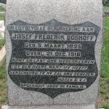 BOSHOFF Josef Frederik 1895-1918