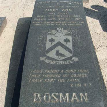 BOSMAN Mary Ann nee SCOTT 1909-1969