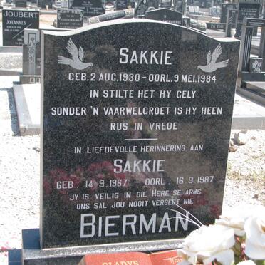 BIERMAN Sakkie 1930-1984 &amp; Gladys M. 1933-2011 :: BIERMAN Sakkie 1967-1987