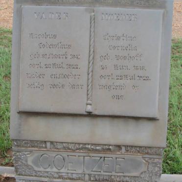 COETZEE Jacobus Lodewikus 1841-1922 &amp; Christina Cornelia BOSHOFF 1848-1922