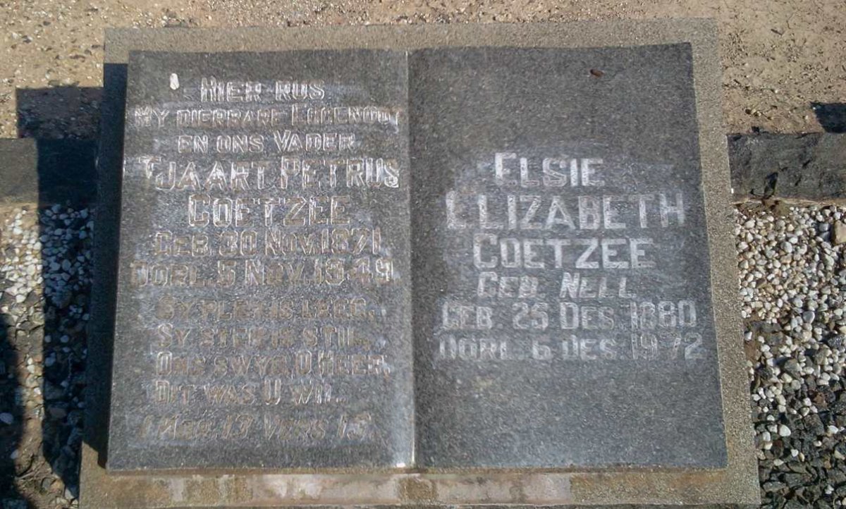 COETZEE Tjaart Petrus 1871-1949 &amp; Elsie Elizabeth NELL 1880-1972