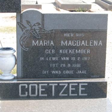 COETZEE Johannes Hendrik 1910-1984 &amp; Maria Magdalena KOEKEMOER 1917-1981