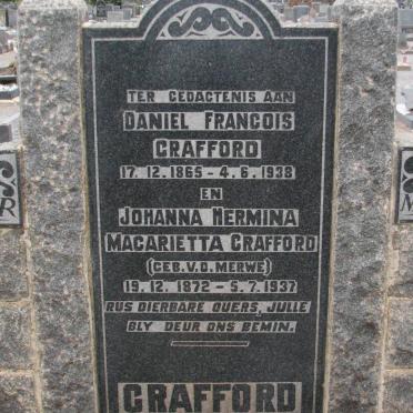 CRAFFORD Daniel Francois 1865-1938 &amp; Johanna Hermina Magarietta V.D. MERWE 1872-1937