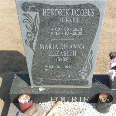FOURIE Hendrik Jacobus 1938-2000 &amp; Maria Johanna Elizabeth 1940-