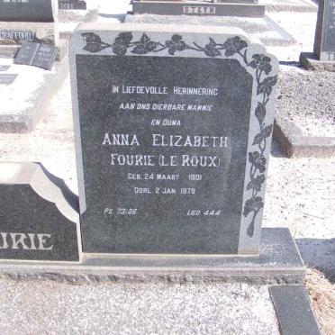 FOURIE Anna Elizabeth nee LE ROUX 1901-1979