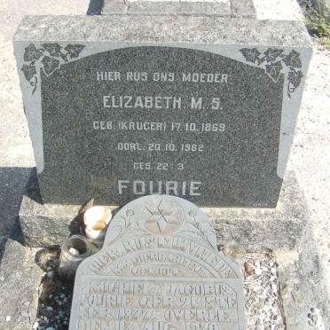 FOURIE Michiel Jacobus 1877-1930 &amp; Elizabeth M.S. KRUGER 1869-19?2