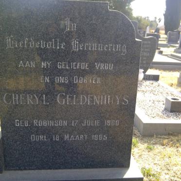 GELDENHUYS Cheryl nee ROBINSON 1960-1985