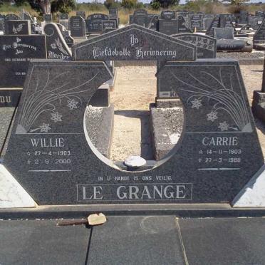 GRANGE Willie, le 1903-2000 &amp; Carrie 1903-1989