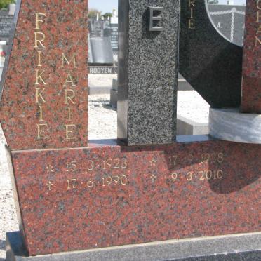 GROVE Frikkie 1923-1990 &amp; Marie 1928-2010