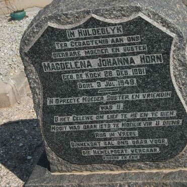 HORN Magdelena Johanna nee DE KOCK 1881-1948