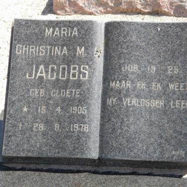 JACOBS Maria Christina M. ? CLOETE 1905-1978