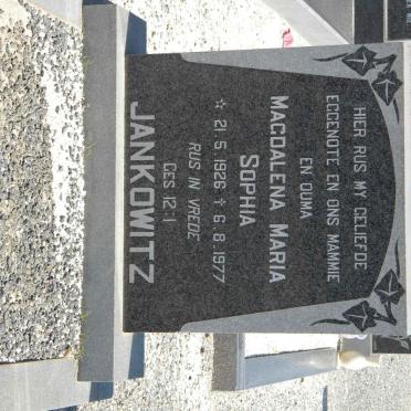 JANKOWITZ Magdalena Maria Sophia 1926-1977