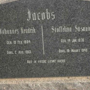 JACOBS Johannes Hendrik 1864-1953 &amp; Stoffelina Susanna 1876-1948