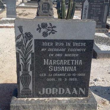 JORDAAN Margaretha Susanna nee LE GRANGE 1908-1959