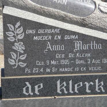 KLERK Anna Martha, de nee DE KLERK 1905-1985