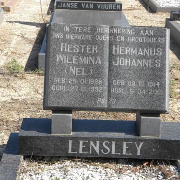 LENSLEY Hermanus Johannes 1914-2001 &amp; Hester Wilemina NEL 1928-1992