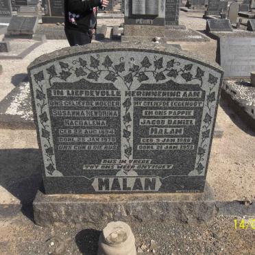 MALAN Jacob Daniel 1888-1952 &amp; Susanna Hendrina Magdalena 1894-1978