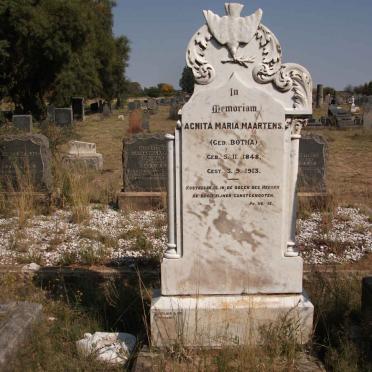 MAARTENS Agnita Maria nee BOTHA 1848-1913