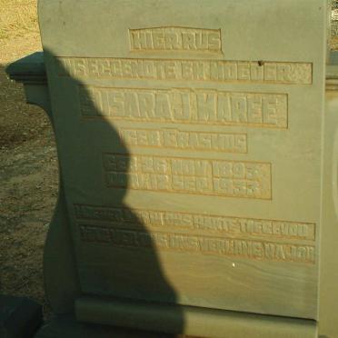 MAREE Susara J. nee ERASMUS 1893-1933