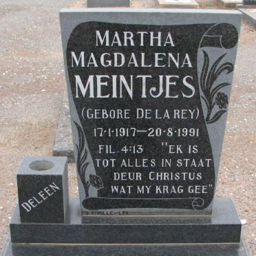 MEINTJES Martha Magdalena nee De La REY 1917-1991
