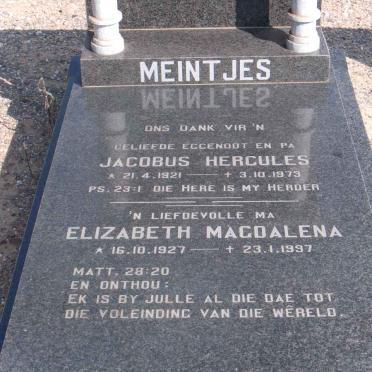 MEINTJES Jacobus Hercules 1921-1973 &amp; Elizabeth Magdalena 1927-1997