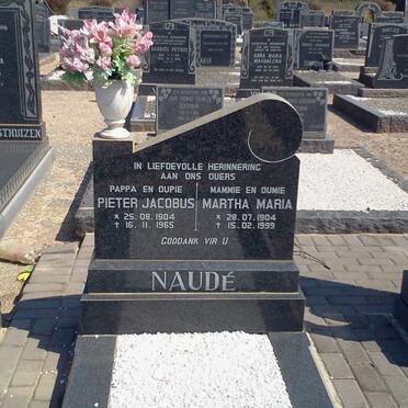 NAUDÉ Pieter Jacobus 1904-1965 &amp; Martha Maria 1904-1999