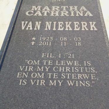 NIEKERK Martha Cathrina, van 1925-2011