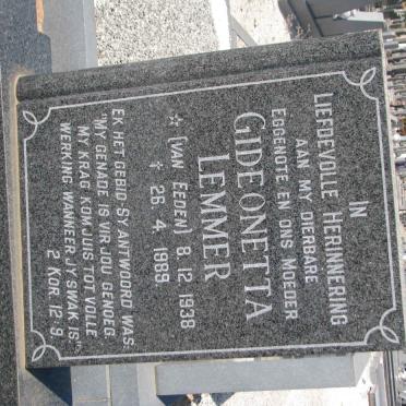 NIEKERK Gideonetta Lemmer, van nee VAN EEDEN 1938-1989