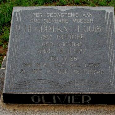 OLIVIER Hendrieka Louis nee FOUCHE 1882-1927