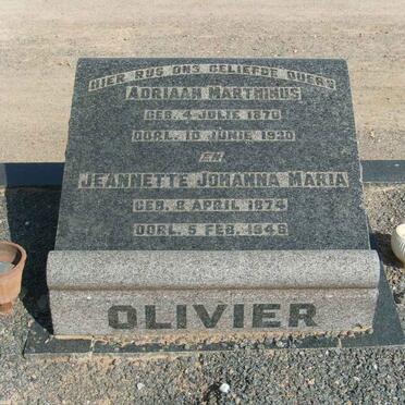 OLIVIER Adriaan Marthinus 1870-1930 &amp; Jeanette Johanna Maria 1874-1946