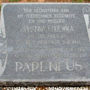 PAPENFUS Johanna Lodewika nee OBERHOLSTER 1882-1941