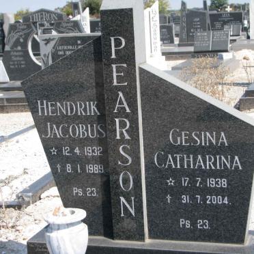 PEARSON Hendrik Jacobus 1932-1989 &amp; Gesina Catharina 1938-2004