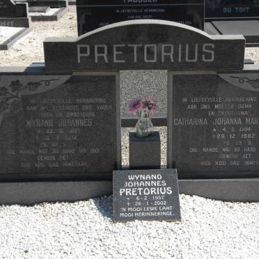 PRETORIUS Wynand Johannes 1897-1979 &amp; Catharina Johanna Margaretha 1904-1982 : PRETORIUS Wynand Johannes 1957-2002