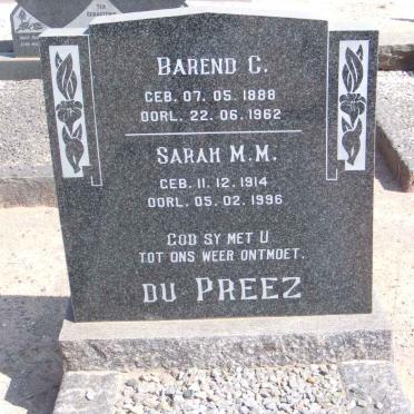 PREEZ Barend C., du 1888-1962 &amp; Sarah M.M. 1914-1996