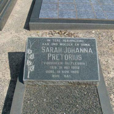 PRETORIUS Sarah Johanna formerly DU PLESSIS 1902-1985