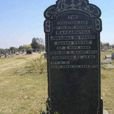 PREEZ Margarietha Johanna, du nee VENTER 1882-1932