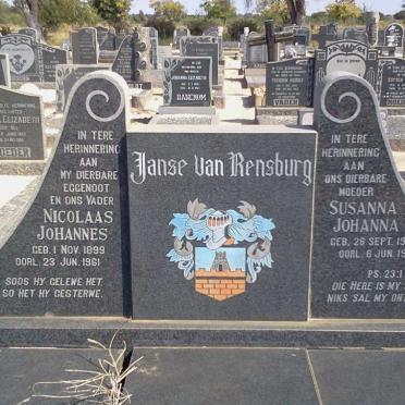 RENSBURG Nicolaas Johannes, Janse van 1899-1961 &amp; Susanna Johanna 1905-
