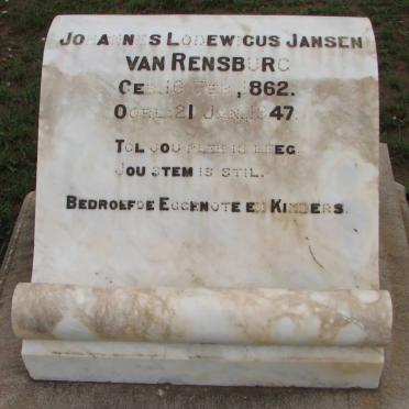 RENSBURG Johannes Lodewicus, Jansen van 1862-1947