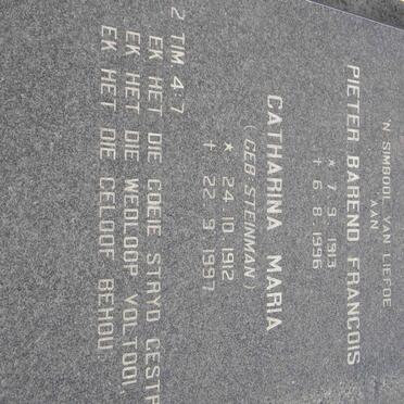 SWART Pieter Barend Francois 1913-1996 &amp; Catharina Maria STEINMAN 1912-1997