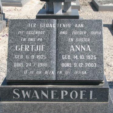 SWANEPOEL Gertjie 1925-1988 &amp; Anna 1925-2003
