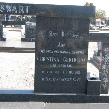 SWART Jacobus Adriaan Christoffel 1918-1989 &amp; Christina Gertruida VERMAAK 1913-1982