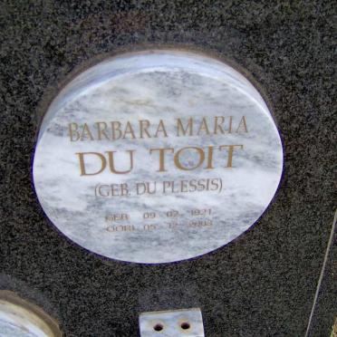 TOIT Barbara Maria, du nee DU PLESSIS 1921-2003