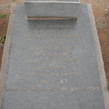 TOIT Izak J. D., du 1892-1972 &amp; Susara M.J. BOTHA 1890-1986
