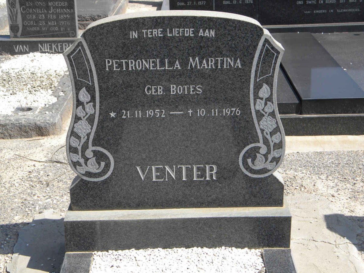 VENTER Petronella Martina nee BOTES 1952-1976